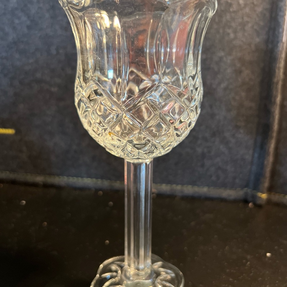 Homco Lead Crystal Diamond Footed Tulip Votive‎ Candle Holder 7"